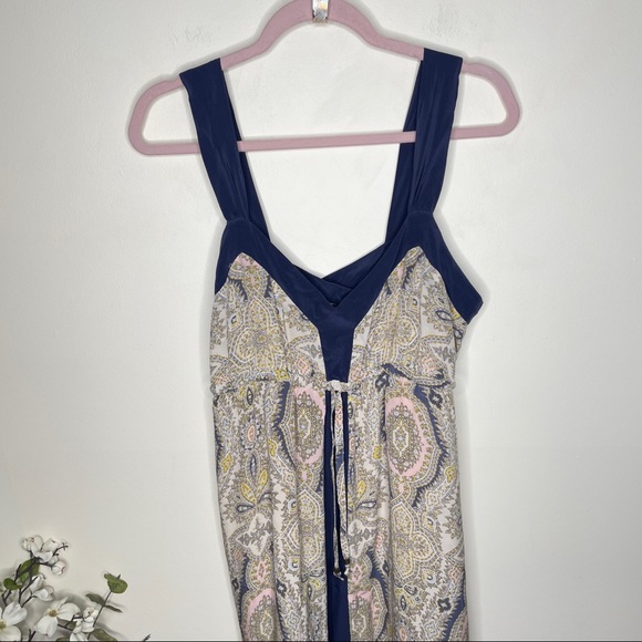 GYPSY 05 Nusa Dua Paisley Silk Maxi Dress Navy Blue {S9} - Picture 2 of 7